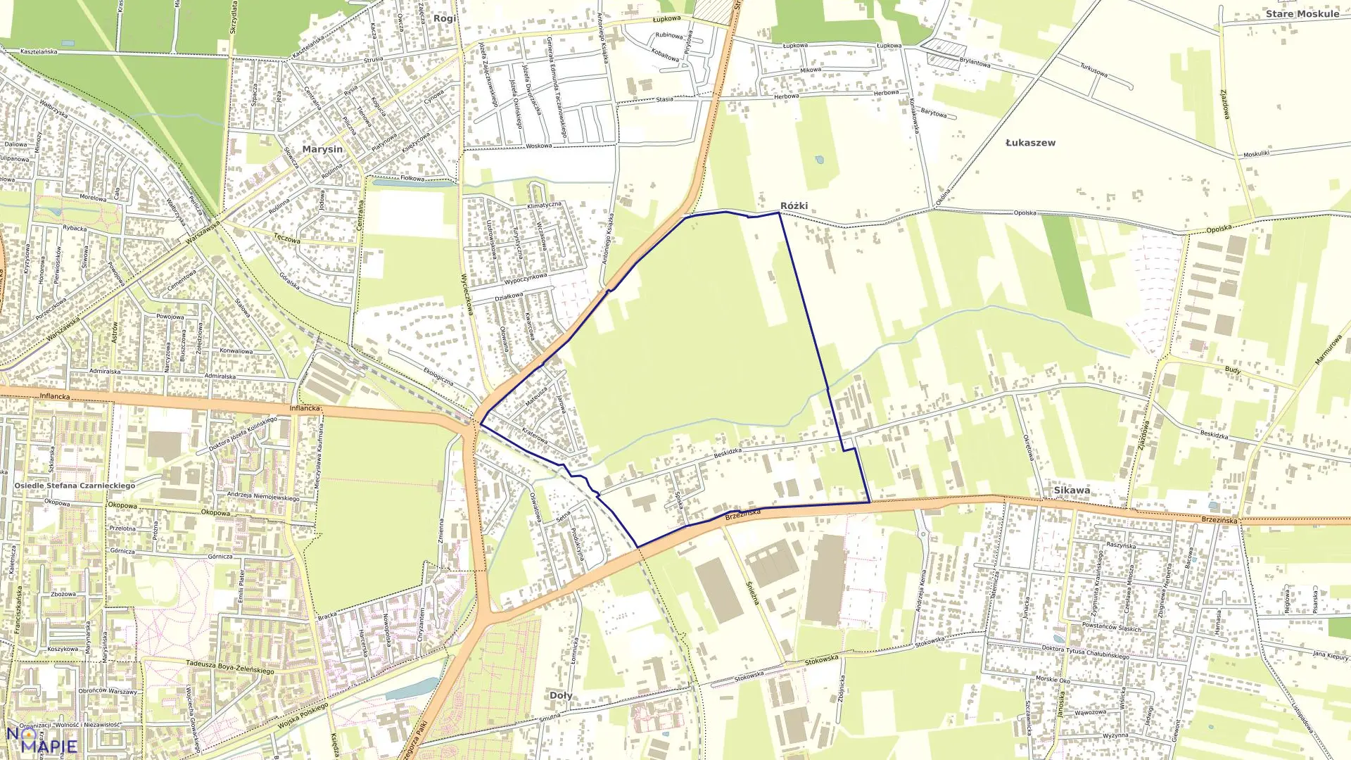 Mapa obrębu W-6 w mieście Łódź