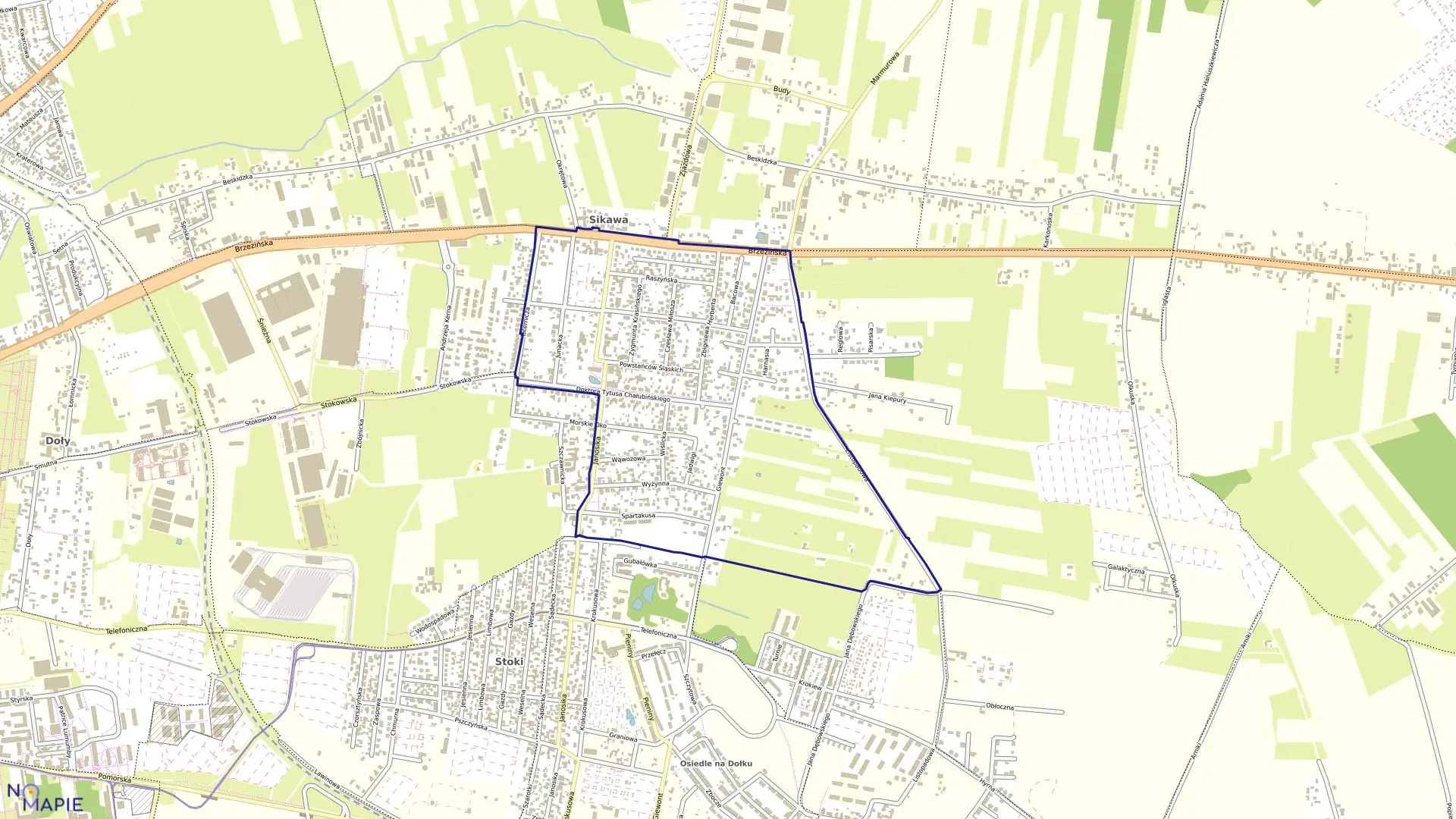 Mapa obrębu W-9 w mieście Łódź